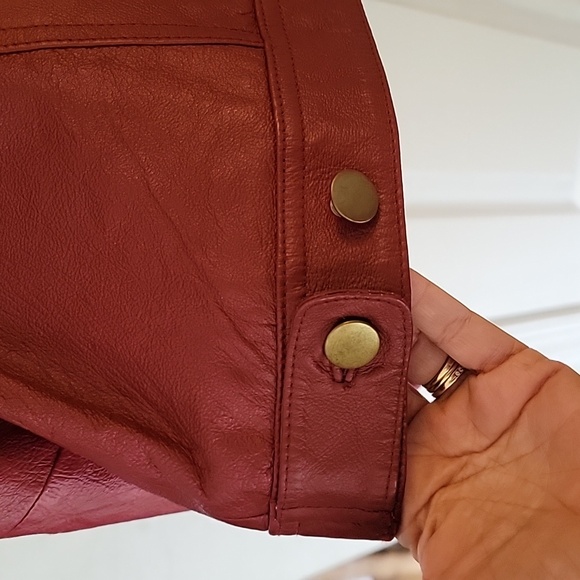Red leather jacket, Size 12 - Picture 3 of 6